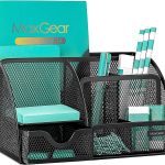MaxGear Mesh Desk Organizer Office Desktop Organizer with Drawer, Metal Stationary Organizer Black Desk Caddy, 6 Compartments, 8.7 x 5.5 x 5 inch, 1 Pack